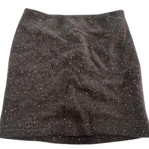J Jill‎ Skirt Womens 4 Brown Sequin Wool Blend Lined Sparkle Pull On Party